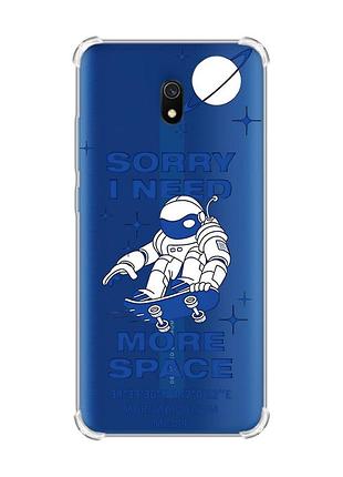 Чехол с утолщенными углами на xiaomi redmi 8a :: космонавт на скейте (принт 248)
