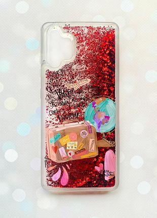Чехол с плавающими блестками на samsung galaxy a32 красный :: настроение путешествовать (принт 329)