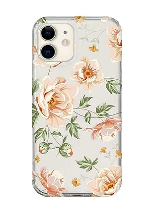 Прозорий чохол на iphone 12 mini :: квіти пастельні (принт 277)