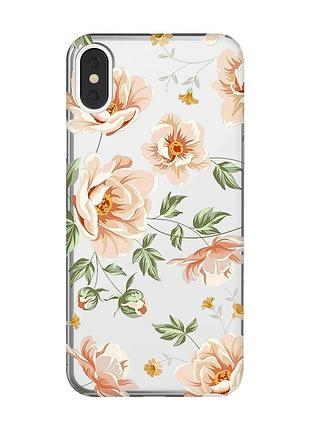 Прозрачный чехол на iphone x/xs :: цветы пастельные (принт 277)
