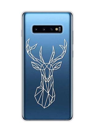 Прозрачный чехол на samsung galaxy s10 plus :: олень (принт 129)