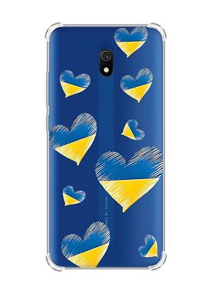 Чехол с утолщенными углами на xiaomi redmi 8a :: сердечка. украина (принт 258)