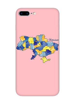 Матовий рожевий чохол на iphone 7 plus/8 plus :: карта україни (принт 261)