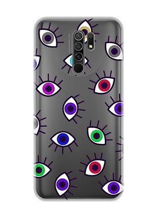 Прозорий чохол на xiaomi redmi 9 :: різнокольорові очі (принт 336)
