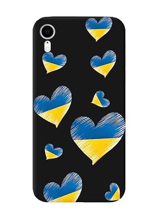 Матовый черный чехол на iphone xr :: сердечка. украина (принт 258)