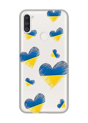 Прозорий чохол на samsung galaxy a11 :: сердечка. україна (принт 258)