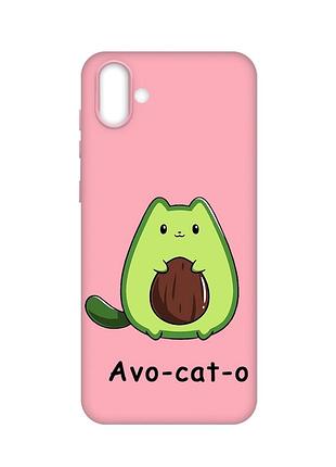 Матовый розовый чехол на samsung galaxy a04 :: котик авокадо (принт 306)