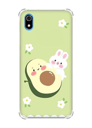 Чехол с утолщенными углами для xiaomi redmi 7a :: авокадо и зайчонок (принт 311)
