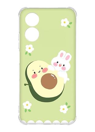 Чехол с утолщёнными углами на oppo a17 :: авокадо и зайчонок (принт 311)