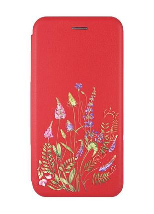 Чехол-книжка с рисунком для samsung galaxy a51 (a515) красный :: цветочная идиллия (принт 382)