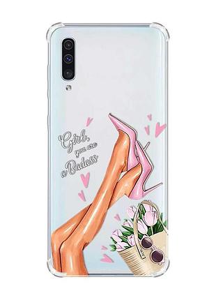 Чехол с утолщёнными углами на samsung galaxy а50 (2019) а505 :: ножки (принт 62)
