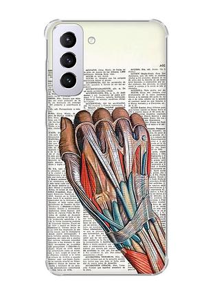 Чехол с утолщёнными углами на samsung galaxy s21 plus :: анатомия руки (принт 298)