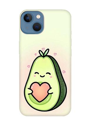 Матовый чехол с красными боками на iphone 13 :: кавай авокадо с сердечком (принт 310)