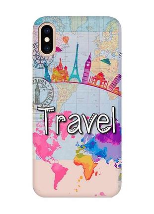 Матовый чехол с розовыми боками на iphone xs max :: путешествие. travel (принт 321)