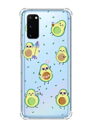 Чохол із потовщеними кутами на samsung galaxy s20 plus :: авокадо на відпочинку (принт 302)