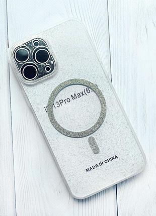 Прозорий чохол з діамантовим блиском на iphone 13 pro max із підтримкою magsafe