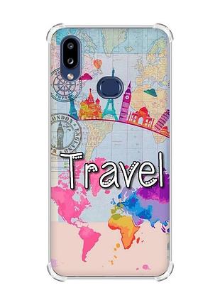 Чехол с утолщенными углами на samsung galaxy a10s (a107) :: путешествие. travel (принт 321)