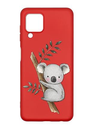 Матовый красный чехол на samsung galaxy m32/a22/m22 4g :: коала (принт 132)