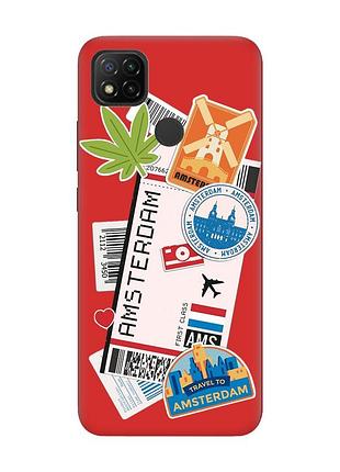 Матовый красный чехол на xiaomi redmi 9c/10a :: путешествия. амстердам (принт 327)