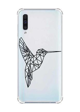 Чехол с утолщёнными углами на samsung galaxy а50 (2019) а505 :: колибри (принт 122)