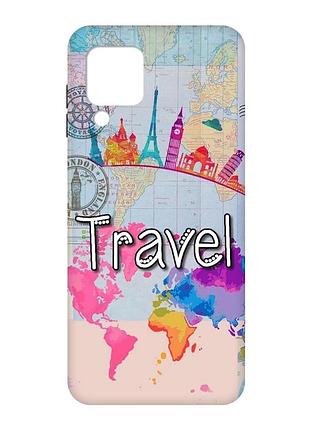 Матовый чехол с черными боками на samsung galaxy a22 4g/m32/m22 :: путешествие. travel (принт 321)