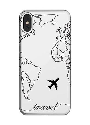 Прозрачный чехол на iphone x/xs :: карта. контур (принт 330)