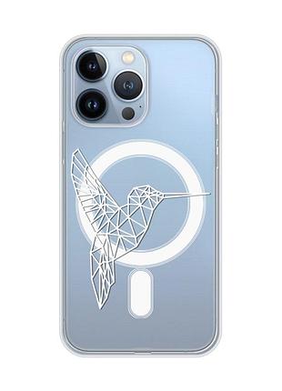 Магнитный чехол на iphone 13 pro с поддержкой magsafe :: колибри (принт 123)