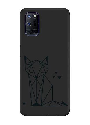 Матовый черный чехол на oppo a52 / a72 / a92 :: лиса (принт 126)