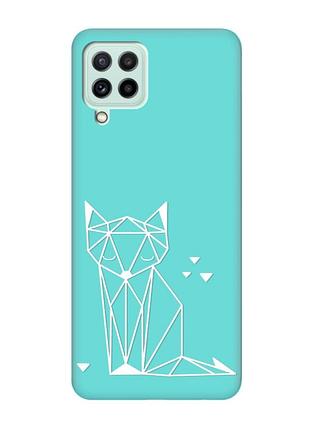 Матовый бирюзовый чехол на samsung galaxy m32/m22/a22 4g :: лиса (принт 127)