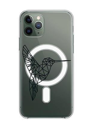 Магнитный чехол на iphone 12/12 pro с поддержкой magsafe :: колибри (принт 122)