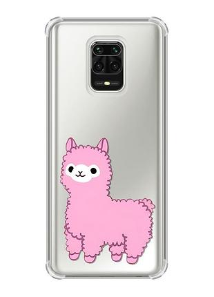 Чохол з потовщеними кутами на xiaomi redmi note 9 pro/ 9s/ 9 pro max :: лама рожева (принт 100)