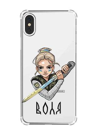Чехол с утолщёнными углами на iphone x/xs :: украинская защитница (патриотический принт 170)