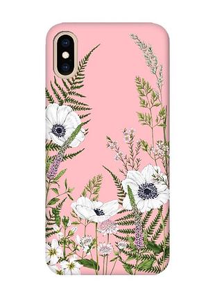 Матовый розовый чехол на iphone xs max :: цветы полевые (принт 363)