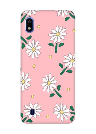 Матовий рожевий чохол на samsung galaxy a10 (2019) a105 :: ромашки (принт 368)