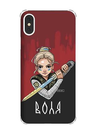 Чехол с утолщёнными углами на iphone x/xs :: украинская защитница (патриотический принт 171)