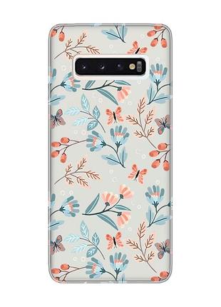 Прозрачный чехол на samsung galaxy s10 :: цветочный фон (принт 370)