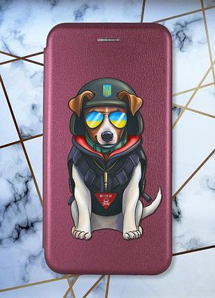 Чехол-книжка с рисунком на xiaomi redmi 7 :: бордовый :: патрон /принт 4/