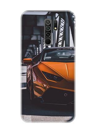Чехол на xiaomi redmi 9 авто оранжевое (принт: 237)