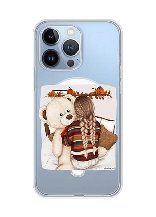 Магнитный чехол на iphone 13 pro с поддержкой magsafe :: девочка с мишкой (принт 117)