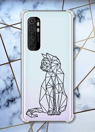 Чехол с утолщёнными углами для xiaomi mi note 10 lite кошечка (принт 124)