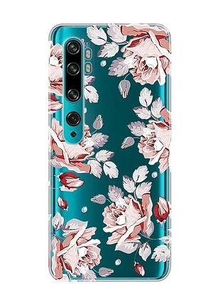 Прозорий чохол на xiaomi mi note 10/note 10 pro :: фон троянди (принт 273)