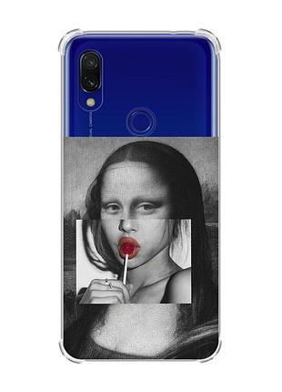 Чехол с утолщёнными углами на xiaomi redmi 7 :: современная мона лиза /принт 351/