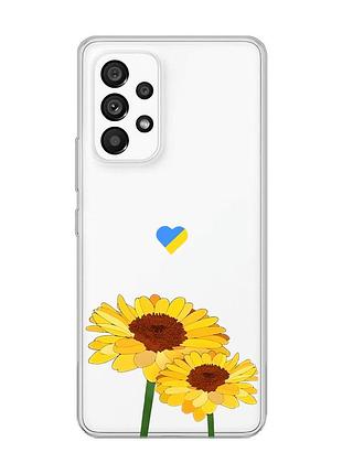 Прозрачный чехол на samsung galaxy a53 :: желтые цветы (принт 364)