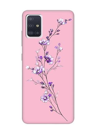 Матовый розовый чехол на samsung galaxy a71 / a715 :: веточка цветов (принт 278)