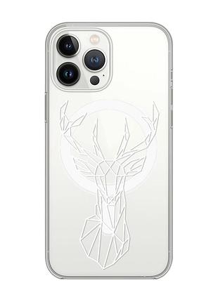 Магнитный чехол на iphone 14 pro max с поддержкой magsafe :: олень (принт 129)