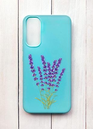 Матовый чехол на samsung a34 5g бирюзовый :: лаванда (принт 28)