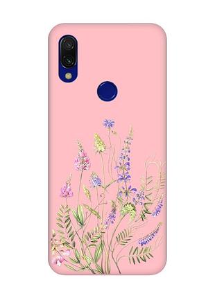 Матовый розовый чехол на xiaomi redmi 7 :: цветочная идиллия (принт 382)