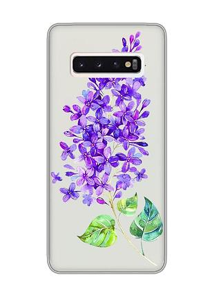 Прозрачный чехол на samsung galaxy s10 :: веточка сирени (принт 280)