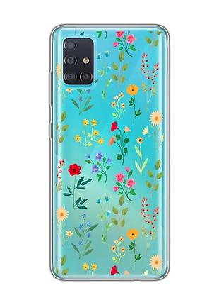 Прозорий чохол на samsung galaxy a51 квітковий фон (принт 269)