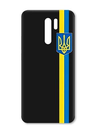 Матовый черный чехол на xiaomi redmi 9 :: лента украина (патриотический принт 253)
